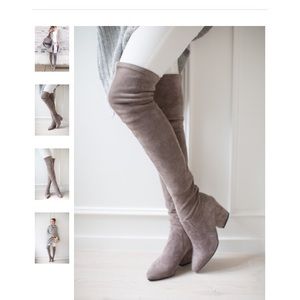 Goodnight Macaroon Carina taupe over the knee boot